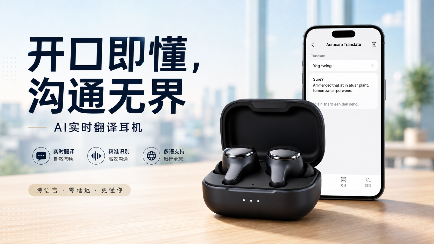 AI实时翻译耳机电商广告:横版产品广告成片示例.png AI实时翻译耳机电商广告:横版产品广告成片示例.png